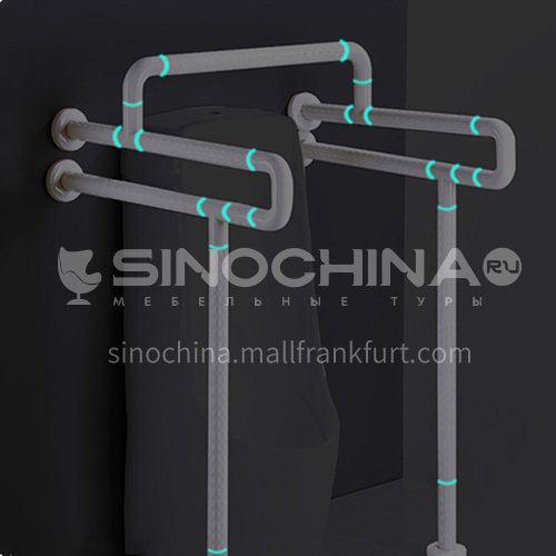 Urinal Handrail Wall to Floor Obstacle Toilet Elderly U-shaped, With Stainless Steel Grip Bar